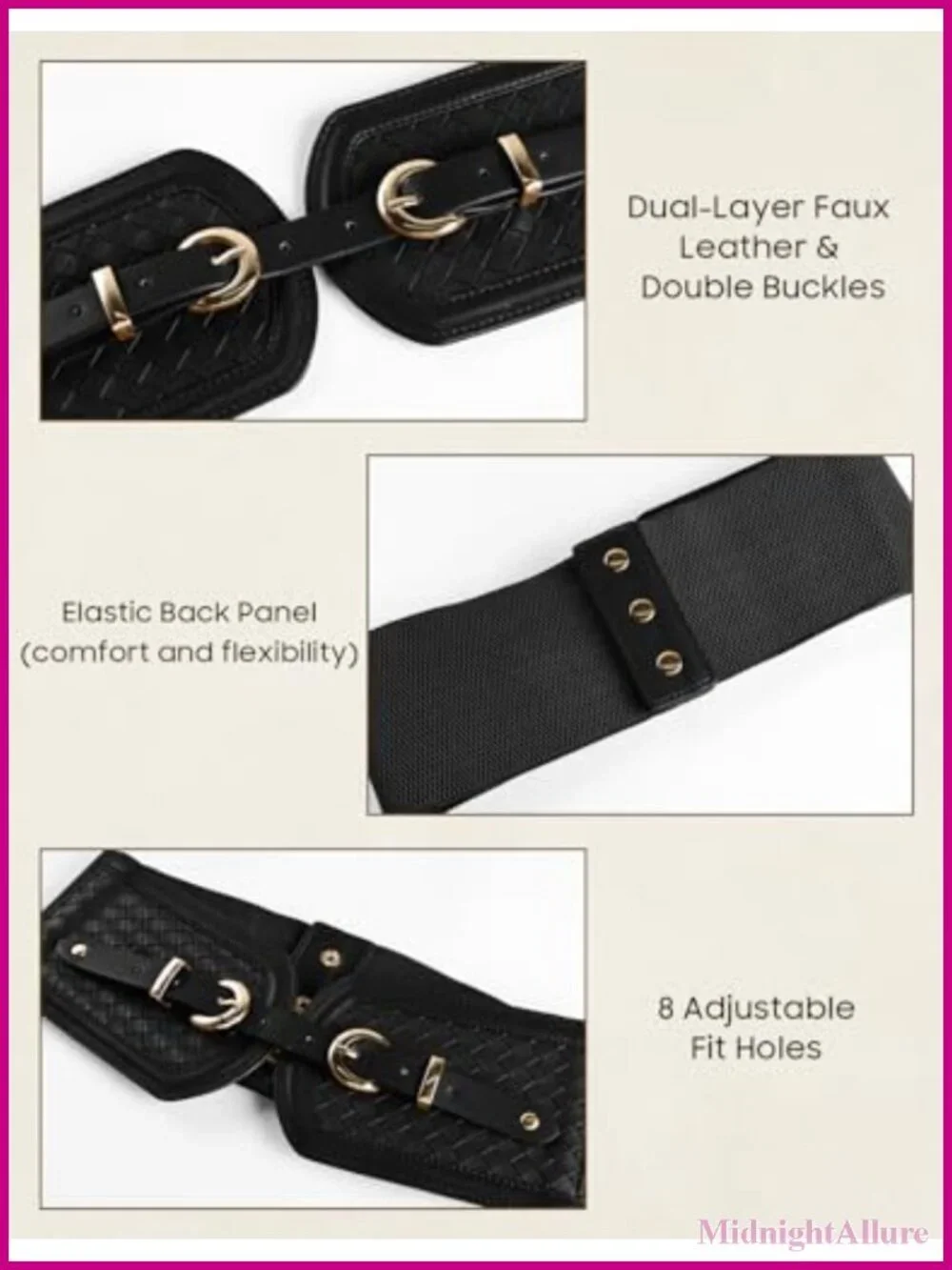 Women Wide Corset Belt Elastic Stretchy Waspie Waist Belt with Buckle